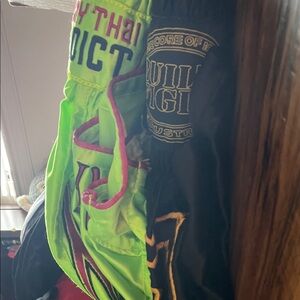 Women's Athletic Shorts - Neon Green and Black